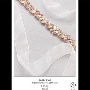 David’s Bridal iridescent pastel leaf sash